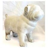 Three Hands Concrete Frenchie Dog Statue - as is