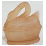 Vintage Pink Swan Lidded Dresser Box 5.5x5x3.5