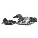 2pc Painted Wood Ducks - 3.5 & 6.5 long