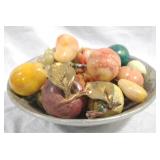 Metal Fruit Bowl w/ assorted faux fruit