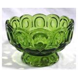 Moon & Stars Green Glass Footed Bowl