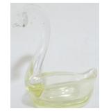 Art Glass Yellow and Clear Glass Swan 4.5x5x3