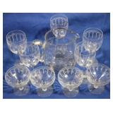 Vintage etched pitcher & stemware