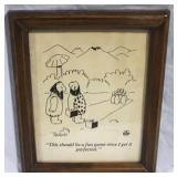 Framed cartoon, 12 x 9.5