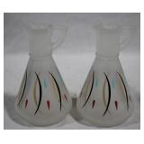 Pair of Mid-Century Frosted Glass Cruets
