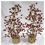 Pair of Berry/Metal Decorative Small Trees, 15" ea