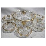6pc Glass Berry Bowl Set w/ gold trim