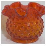 Flaming Orange Hobnail Vase, 3 x 4