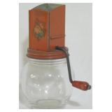 Vintage glass & metal nut grinder 6"