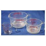 3 Pyrex Glass Measuring Cups