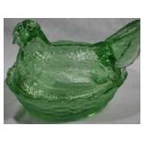 Green Glass Hen on Nest 6x5x5