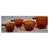 4pc Dark Amber Glass Measuring Cups Set