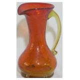 Vintage amberina crackle glass pitcher 5.5"