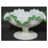 Fenton Green Crest Elevated Bowl 4x7"