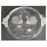 Glass Swan Platter 13"