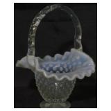 Fenton Opalescent Hobnail Basket 6.5x4.5x4