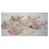 6pc Pink Glass Open Salt Dip Cellars