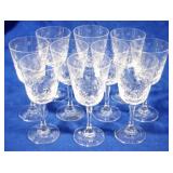 10 Etched Crystal Wine Glasses - 7.25" tall