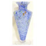 Tall Art Glass Blue Vase 13"