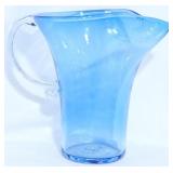 Blenko handled blue pitcher