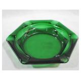 Green Glass Ashtray - 8.5" round