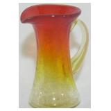 Amberina Crackle Glass Pitcher 4"