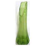 L E Smith Green Glass Swung Vase - 21" tall