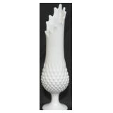 Vintage Hobnail Milk Glass Swung Vase - 13.5" tall