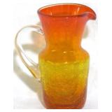 Blenko Crackle Glass Amberina 5" Pitcher