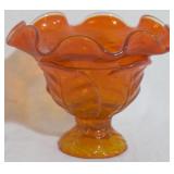 Viking Epic Leaf Tangerine Footed Bowl 4.5"