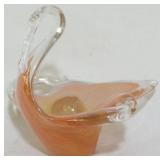 Art Glass Swan Bowl 7x6.5x7.5