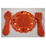 3 Chalkware Wall Hanging Set ,10" round & 10" tall