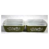 2 Pyrex Crazy Daisy Refrigerator dishes w/ lids