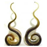 2 Murano Ribbon Swirl Art Glass Sculptures