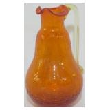Tangerine Crackle Glass Pitcher 4.5"