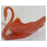 Red Art Glass Swan Bowl 5x8x4.5