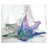 Blue and Purple Art Glass Basket 7.5x8x5