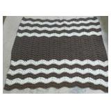 Brown and White Vintage Afghan 56x56