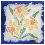 Needlepoint Accent Pillow w/ ruffles - 12 x 12