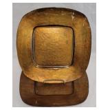 2 Decorative Copper Colored Plates - 12.5 x 12.5