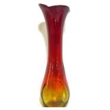 Vintage Amberina Swung Vase, 15" tall