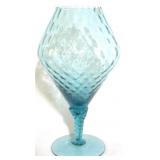 Large Italian Blue Art Glass Vase, 12" tall