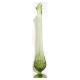 Fenton Green Glass Swung Vase, 19" tall