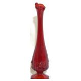 Vintage Fenton Ruby Red Swung Vase, 10.5" tall