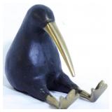 Vintage Metal Kiwi Bird Sitting Statue 4"