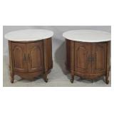 Vintage pair marble top French stands