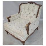 Vintage French wing back upholstered chair