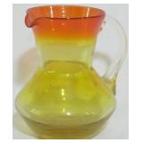Amberina Crackle Glass Pitcher 4"