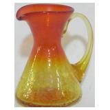 Amberina Crackle Glass Pitcher 5"