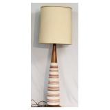 Tall MCM Ceramic Lamp w/ Teak wood accents